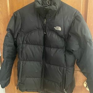 Girls black classic north face winter jacket